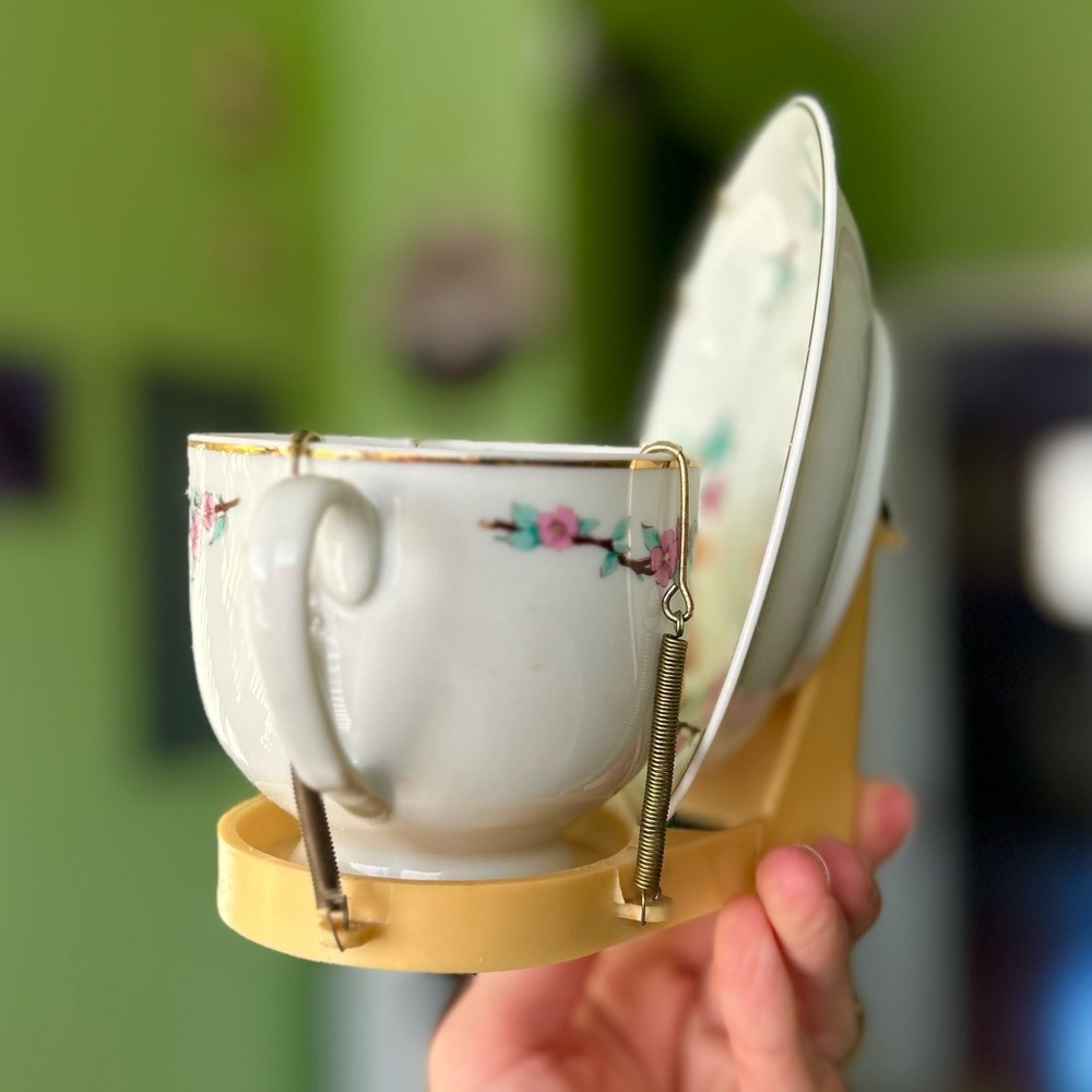 VTG Teleflora Standing Displayed Cottagecore Dainty Bird Plate & Mug Set Art - Picture 4 of 11